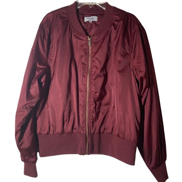 Charlotte Russe Burgundy Full Zip Bomber Jacket - L - Picture 2 of 3